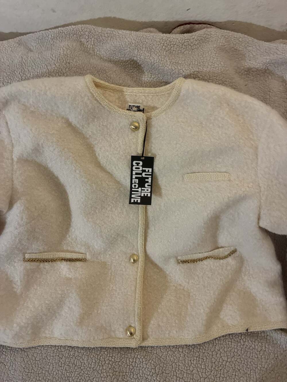 Future Collective Women's Cream Teddy Chain Jacket